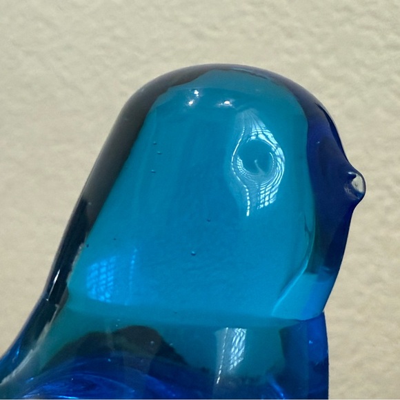 Vintage 1987 Signed Leo Ward Bluebird Of Happiness Art Glass Blue Bird Figurine - Picture 15 of 16